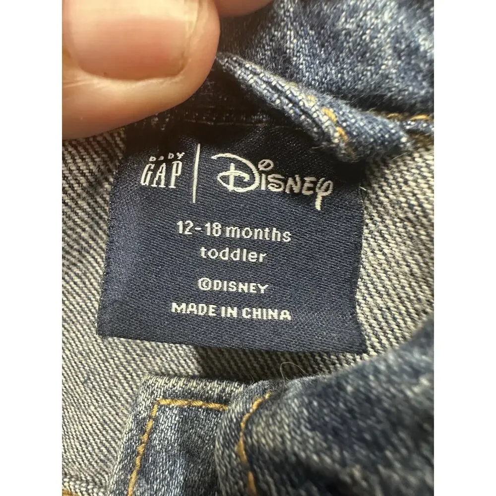 Baby Gap Disney Size 12-18 M Minnie Mouse Embroidered Patch Jean Denim Jacket